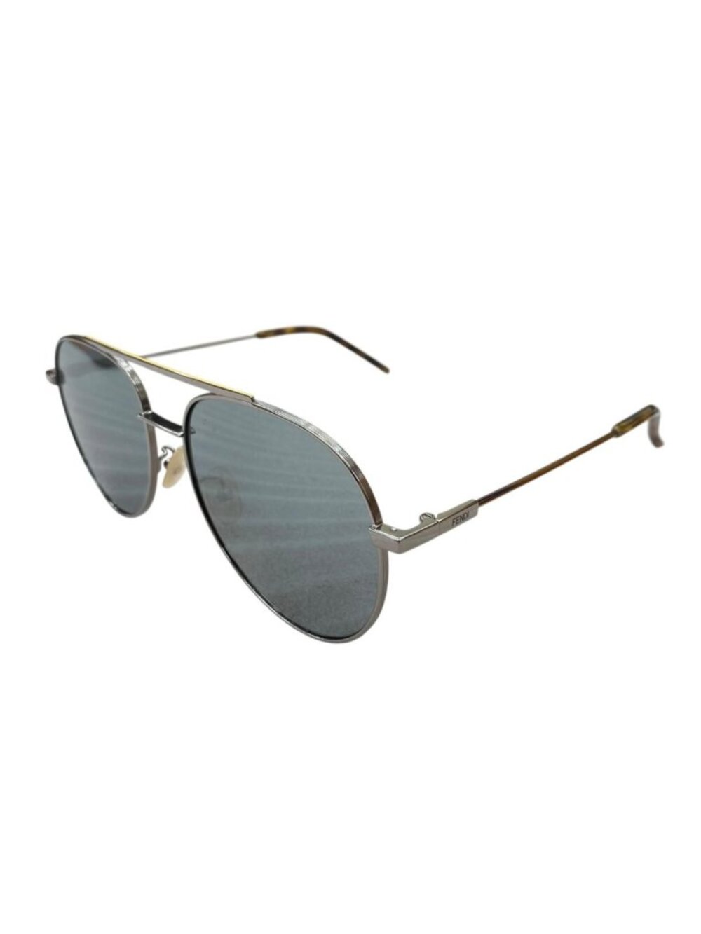 Fendi Sunglasses Silver Frame Tortoiseshell Eyewear